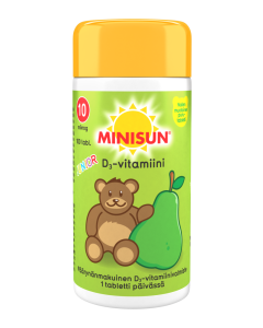 Minisun D-vitamiini Päärynä Nalle jr.10 mikrog 100 tabl