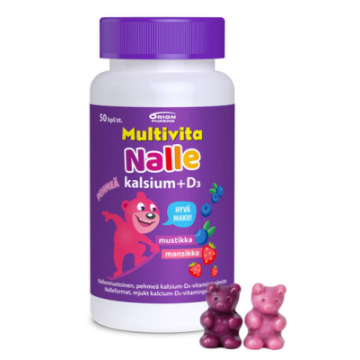 Multivita Nalle Kalsium + D3 100 mg/5 mikrog 50 tabl