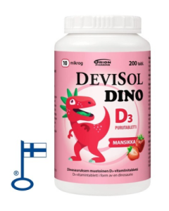 Devisol Dino mansikka 10 mikrog 200 purutabl