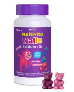Multivita Nalle Kalsium + D3 100 mg/5 mikrog 50 tabl