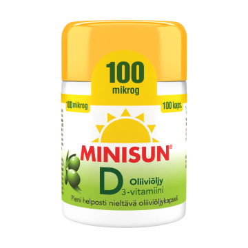 Minisun D-vitamiini Oliiviöljy 100 mikrog 100 KPL