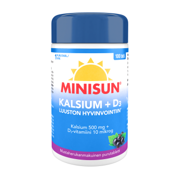 Minisun Kalsium 500 mg + D-vitamiini 10 mikrog 100 purutabl