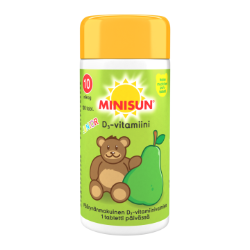 Minisun D-vitamiini Päärynä Nalle jr.10 mikrog 100 tabl