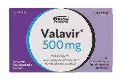 VALAVIR tabletti, kalvopäällysteinen 500 mg 8 fol
